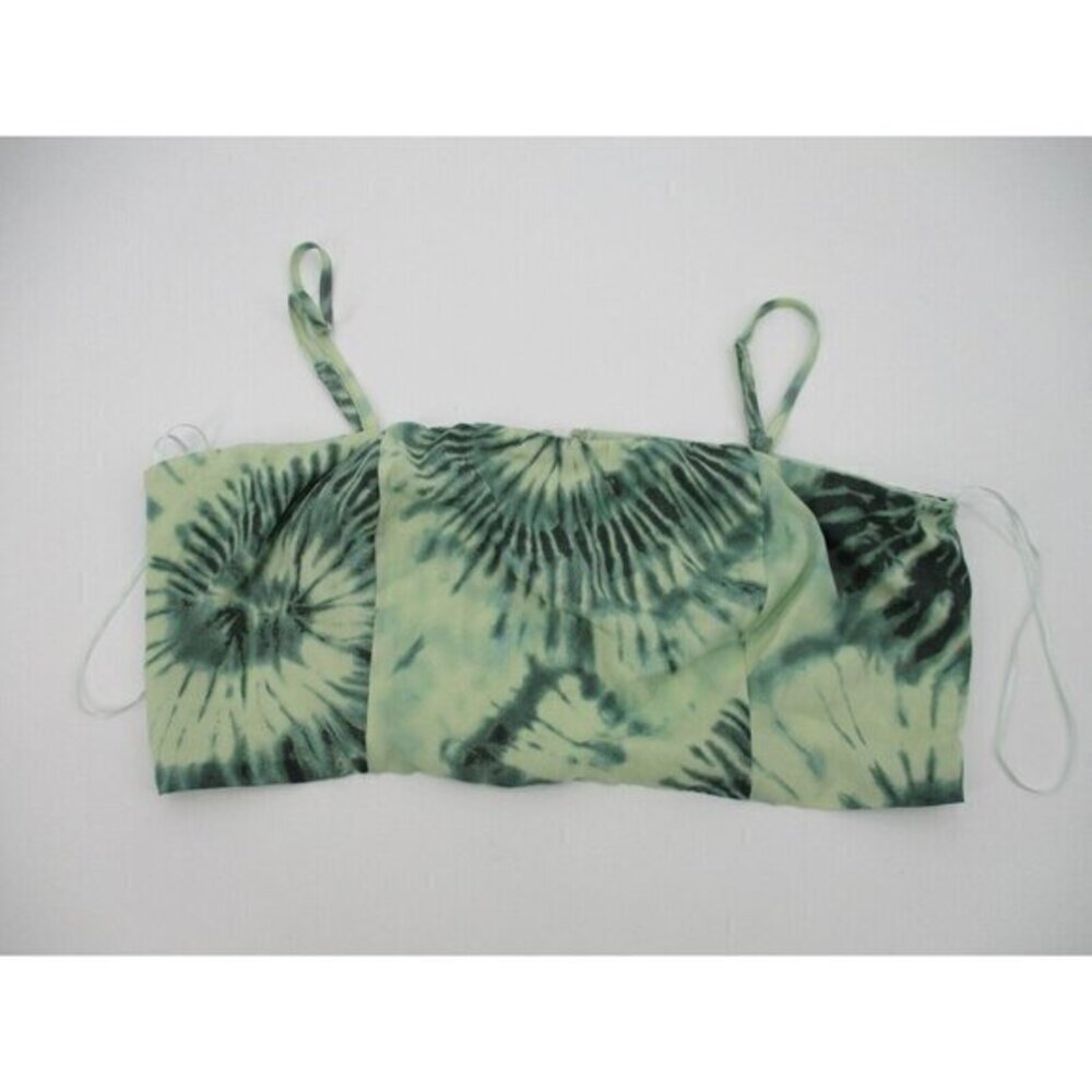 Fashion Nova Womens Top Large Green Back Zip Strappy Tie Dye Casual Lightweight